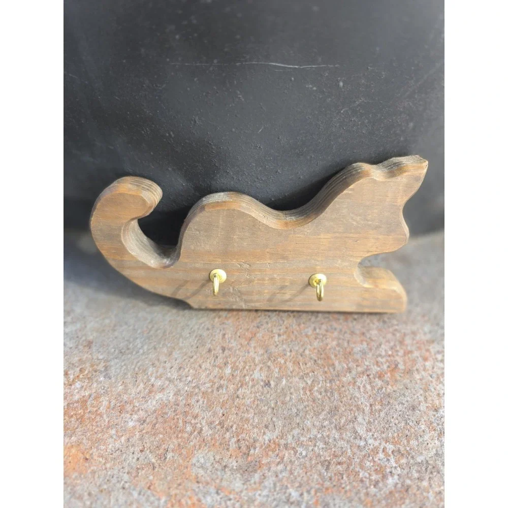 VTG Wooden Kitty‎ Cat Wall Hook Key Rack 7